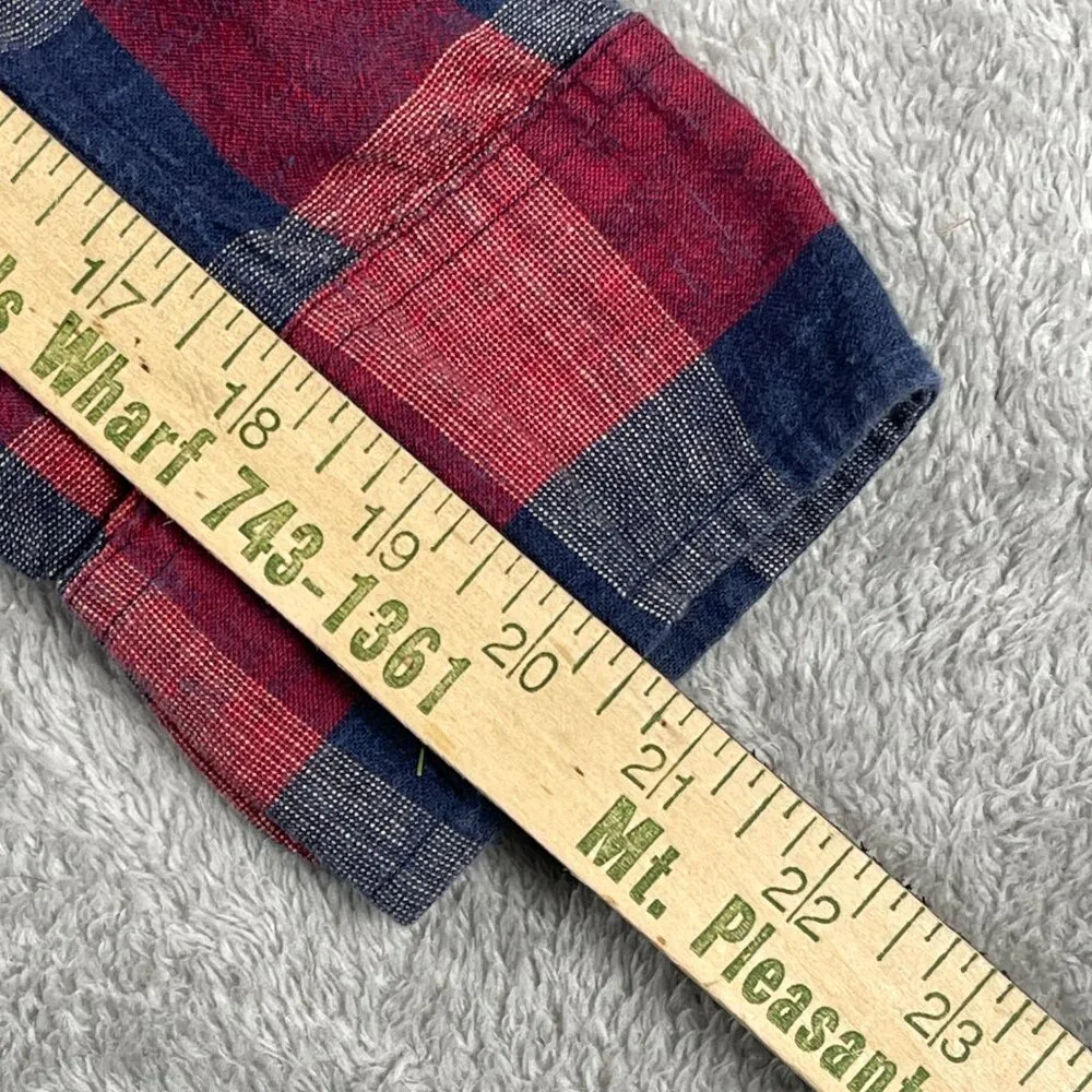 J. Crew Red Blue Plaid Check Homespun Collar Slim Shirt XL Button Down Outdoorsy